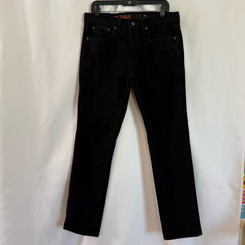 urban pipeline Black Dark Wash Slim Straight Jeans MaxFlex Size W33xL30 EUC